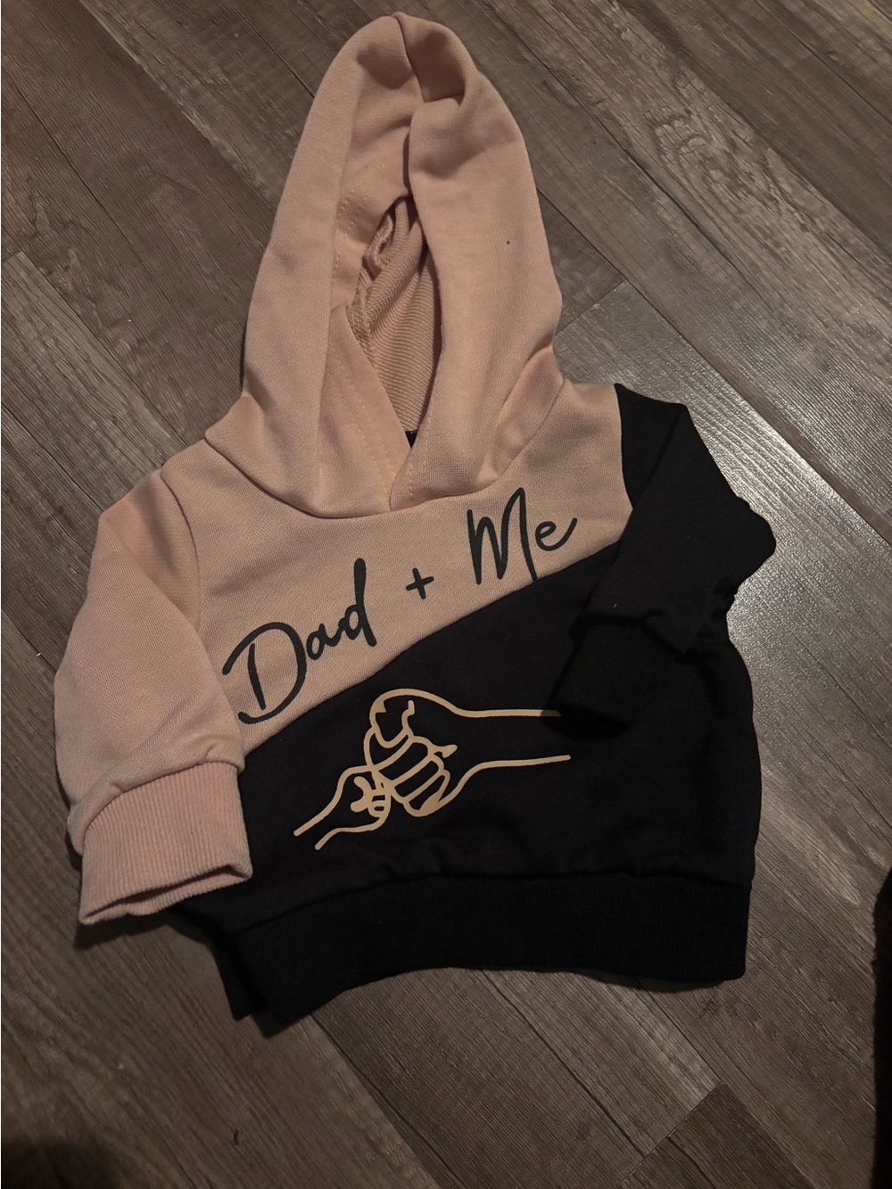 Dad + Me Two-Tone Kids Hoodie in Blush Pink & Black